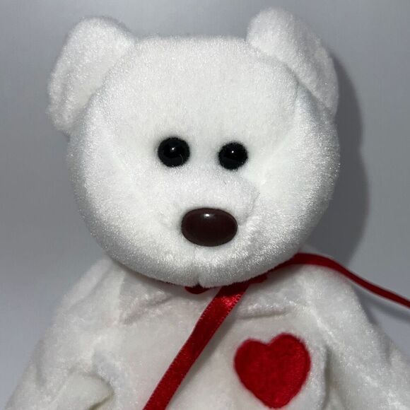 1994 Rare Valentino Stretch Style White TY Beanie Babies Collection Teddy Bear - Picture 6 of 9